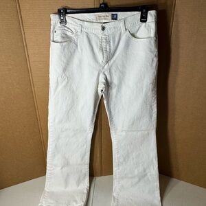 Gap Woman’s White Denim Jeans Size 14‎ low rise flare some stains see pictures